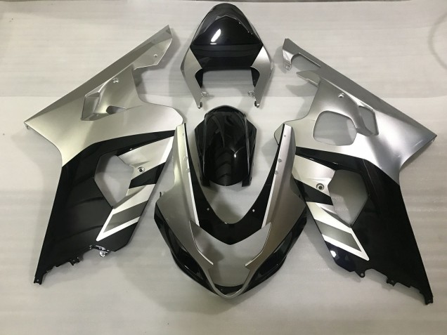 2004-2005 Matte Silver and Black Suzuki GSXR 600-750 Motorcycle Fairings 2004-2005 Matte Silver and Black Suzuki GSXR 600-750 Motorcycle Fairings