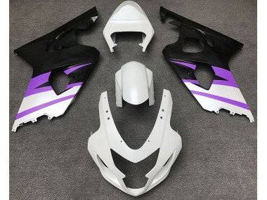 2004-2005 Matte White & Purple Suzuki GSXR 600-750 Motorcycle Fairings