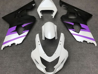2004-2005 Matte White & Purple Suzuki GSXR 600-750 Motorcycle Fairings