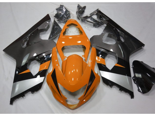 2004-2005 Orange and Silver Suzuki GSXR 600-750 Motorcycle Fairings 2004-2005 Orange and Silver Suzuki GSXR 600-750 Motorcycle Fairings