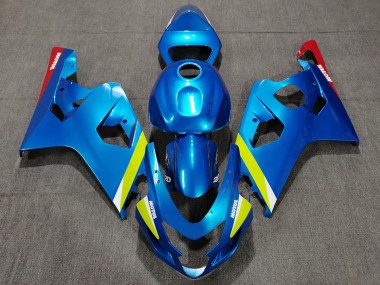 2004-2005 Pearl Blue Yellow Suzuki GSXR 600-750 Motorcycle Fairings