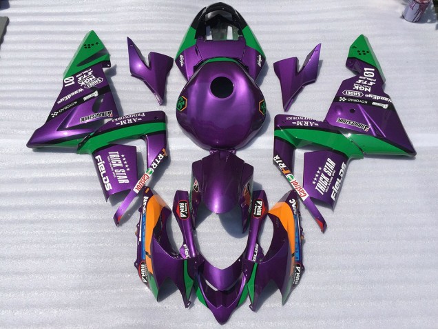 2004-2005 Purple and Green Trickstar Kawasaki ZX10R Motorcycle Fairings 2004-2005 Purple and Green Trickstar Kawasaki ZX10R Motorcycle Fairings