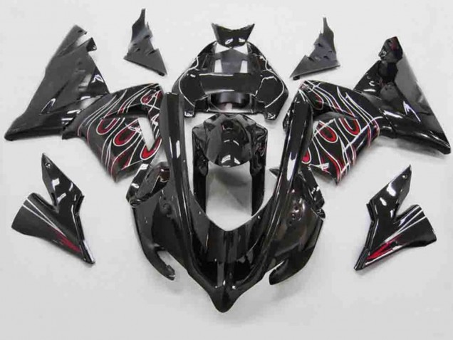 2004-2005 Red Black Flame Kawasaki ZX10R Motorcycle Fairings 2004-2005 Red Black Flame Kawasaki ZX10R Motorcycle Fairings