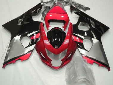 2004-2005 Red Silver and Black Suzuki GSXR 600-750 Motorcycle Fairings