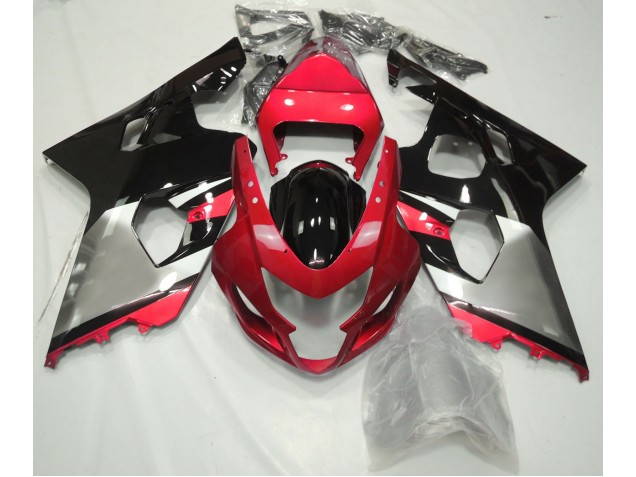 2004-2005 Red Silver and Black Suzuki GSXR 600-750 Motorcycle Fairings 2004-2005 Red Silver and Black Suzuki GSXR 600-750 Motorcycle Fairings