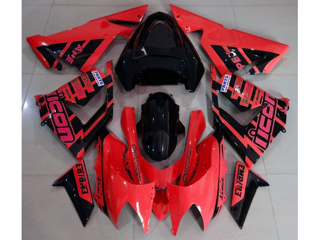 2004-2005 Red and Black & Logos Kawasaki ZX10R Motorcycle Fairings 2004-2005 Red and Black & Logos Kawasaki ZX10R Motorcycle Fairings