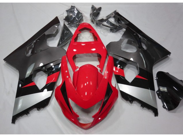 2004-2005 Red and Silver Gloss Suzuki GSXR 600-750 Motorcycle Fairings 2004-2005 Red and Silver Gloss Suzuki GSXR 600-750 Motorcycle Fairings