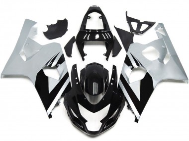 2004-2005 Silver and Black Gloss OEM Style Suzuki GSXR 600-750 Motorcycle Fairings