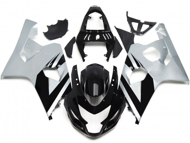 2004-2005 Silver and Black Gloss OEM Style Suzuki GSXR 600-750 Motorcycle Fairings 2004-2005 Silver and Black Gloss OEM Style Suzuki GSXR 600-750 Motorcycle Fairings
