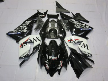 2004-2005 West White Black Kawasaki ZX10R Motorcycle Fairings