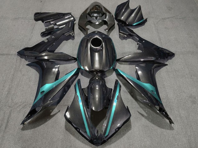 2004-2006 Carbon Style w Light Blue Yamaha R1 Motorcycle Fairings