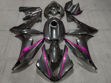 2004-2006 Carbon Style w Pink Yamaha R1 Motorcycle Fairings