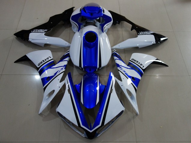 2004-2006 Gloss White and Blue Yamaha R1 Motorcycle Fairings 2004-2006 Gloss White and Blue Yamaha R1 Motorcycle Fairings