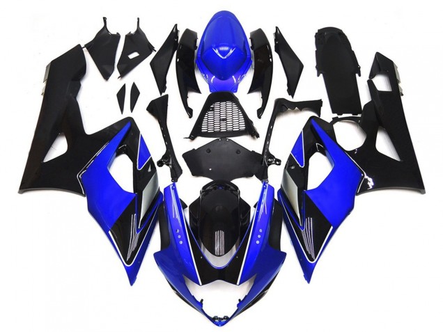 2005-2006 Black and Blue Gloss with silver Suzuki GSXR 1000 Motorcycle Fairings 2005-2006 Black and Blue Gloss with silver Suzuki GSXR 1000 Motorcycle Fairings