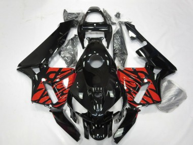 2005-2006 Black and Tribal Red Honda CBR600RR Motorcycle Fairings