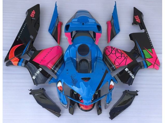 2005-2006 Blue Shark & Pink Honda CBR600RR Motorcycle Fairings 2005-2006 Blue Shark & Pink Honda CBR600RR Motorcycle Fairings