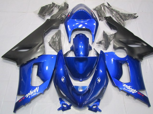 2005-2006 Blue and Black Kawasaki ZX6R Motorcycle Fairings 2005-2006 Blue and Black Kawasaki ZX6R Motorcycle Fairings