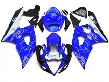 2005-2006 Blue and White Corona Style Suzuki GSXR 1000 Motorcycle Fairings