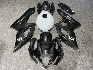 2005-2006 Carbon Fiber Style & Gloss White Suzuki GSXR 1000 Motorcycle Fairings