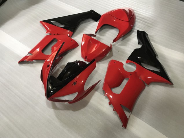 2005-2006 Custom Red and Black Kawasaki ZX6R Motorcycle Fairings 2005-2006 Custom Red and Black Kawasaki ZX6R Motorcycle Fairings
