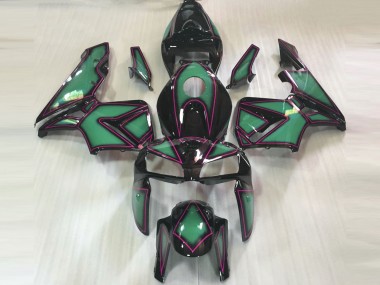 2005-2006 Emerald Green & Pink Outline Honda CBR600RR Motorcycle Fairings