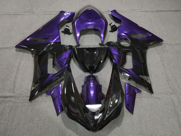 2005-2006 Gloss Black and Purple Kawasaki ZX6R Motorcycle Fairings 2005-2006 Gloss Black and Purple Kawasaki ZX6R Motorcycle Fairings