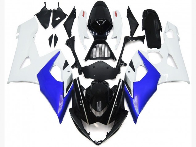 2005-2006 Gloss Blue and White Gloss Lowers Suzuki GSXR 1000 Motorcycle Fairings