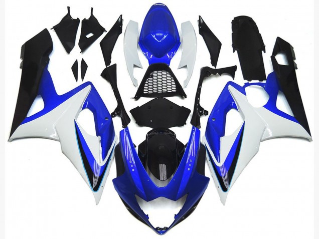 2005-2006 Gloss Blue and White with red logo Suzuki GSXR 1000 Motorcycle Fairings 2005-2006 Gloss Blue and White with red logo Suzuki GSXR 1000 Motorcycle Fairings