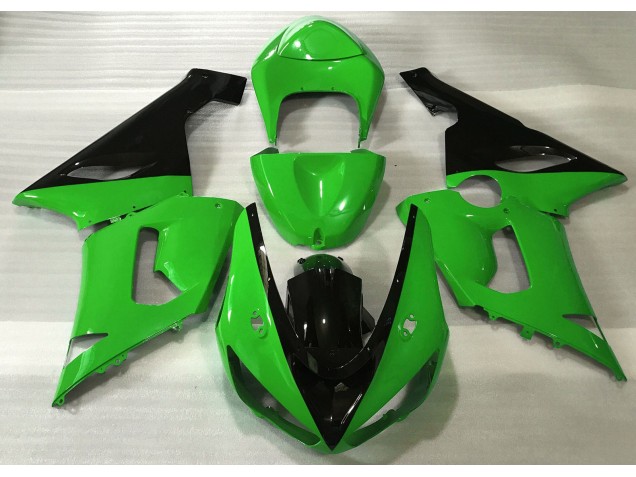 2005-2006 Gloss Green & Black Kawasaki ZX6R Motorcycle Fairings 2005-2006 Gloss Green & Black Kawasaki ZX6R Motorcycle Fairings