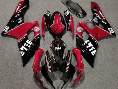 2005-2006 Gloss Red and Black Custom Suzuki GSXR 1000 Motorcycle Fairings