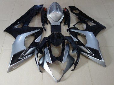 2005-2006 Gloss Silver and Black Suzuki GSXR 1000 Motorcycle Fairings