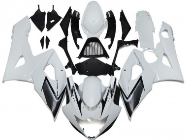 2005-2006 Gloss White Style with Silver Hints Suzuki GSXR 1000 Motorcycle Fairings