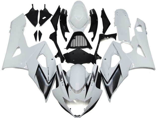 2005-2006 Gloss White Style with Silver Hints Suzuki GSXR 1000 Motorcycle Fairings 2005-2006 Gloss White Style with Silver Hints Suzuki GSXR 1000 Motorcycle Fairings