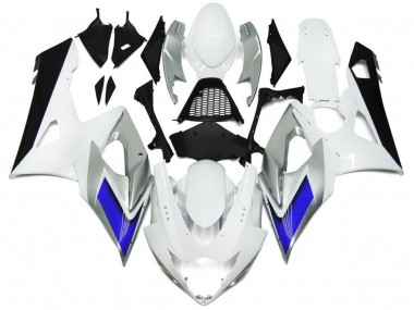2005-2006 Gloss White Style with Silver Hints and Blue Suzuki GSXR 1000 Motorcycle Fairings