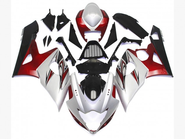 2005-2006 Gloss White Style with Silver Hints and Bronze Suzuki GSXR 1000 Motorcycle Fairings 2005-2006 Gloss White Style with Silver Hints and Bronze Suzuki GSXR 1000 Motorcycle Fairings
