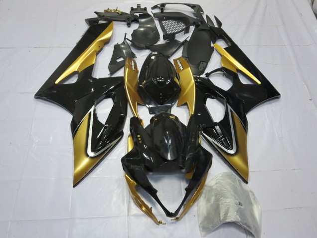 2005-2006 Gold and Black Suzuki GSXR 1000 Motorcycle Fairings 2005-2006 Gold and Black Suzuki GSXR 1000 Motorcycle Fairings