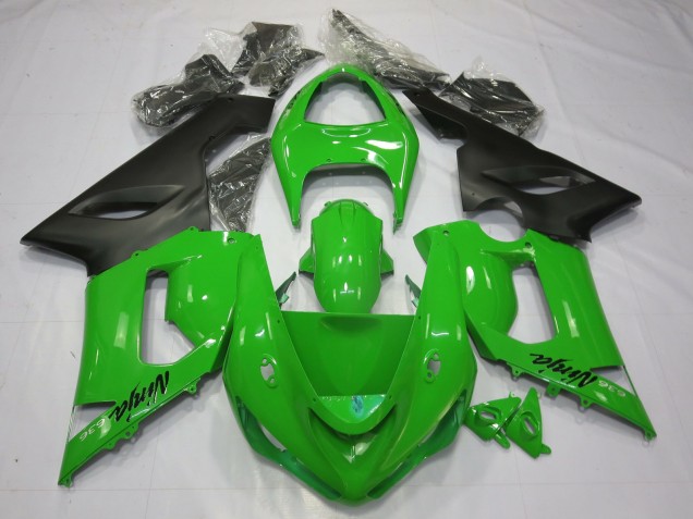 2005-2006 Green Black Kawasaki ZX6R Motorcycle Fairings 2005-2006 Green Black Kawasaki ZX6R Motorcycle Fairings