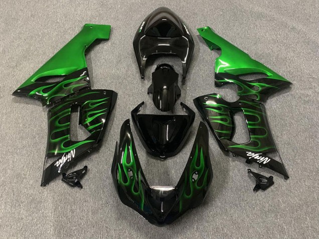 2005-2006 Green Flame Kawasaki ZX6R Motorcycle Fairings 2005-2006 Green Flame Kawasaki ZX6R Motorcycle Fairings