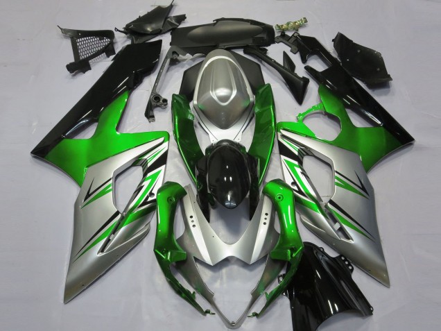 2005-2006 Green Silver and Black Suzuki GSXR 1000 Motorcycle Fairings 2005-2006 Green Silver and Black Suzuki GSXR 1000 Motorcycle Fairings