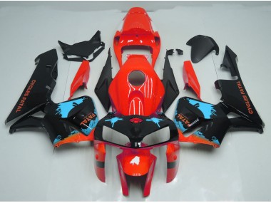 2005-2006 Light Blue Splatter on Red Honda CBR600RR Motorcycle Fairings