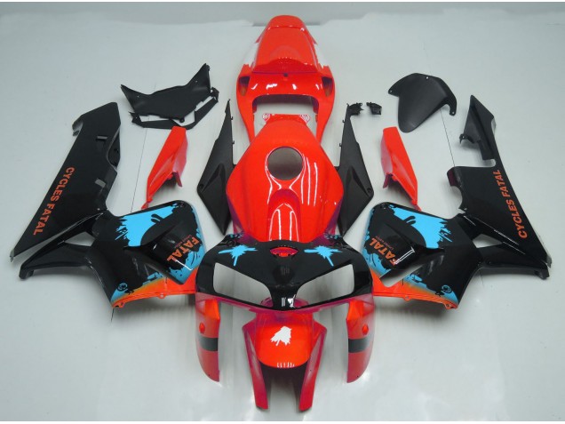 2005-2006 Light Blue Splatter on Red Honda CBR600RR Motorcycle Fairings 2005-2006 Light Blue Splatter on Red Honda CBR600RR Motorcycle Fairings