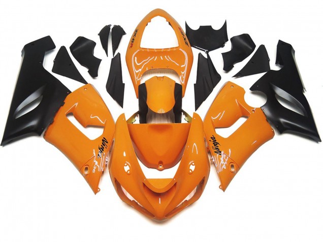 2005-2006 Light Orange and Black Kawasaki ZX6R Motorcycle Fairings 2005-2006 Light Orange and Black Kawasaki ZX6R Motorcycle Fairings
