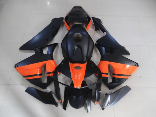 2005-2006 Matte Black & Gloss Orange Honda CBR600RR Motorcycle Fairings 2005-2006 Matte Black & Gloss Orange Honda CBR600RR Motorcycle Fairings