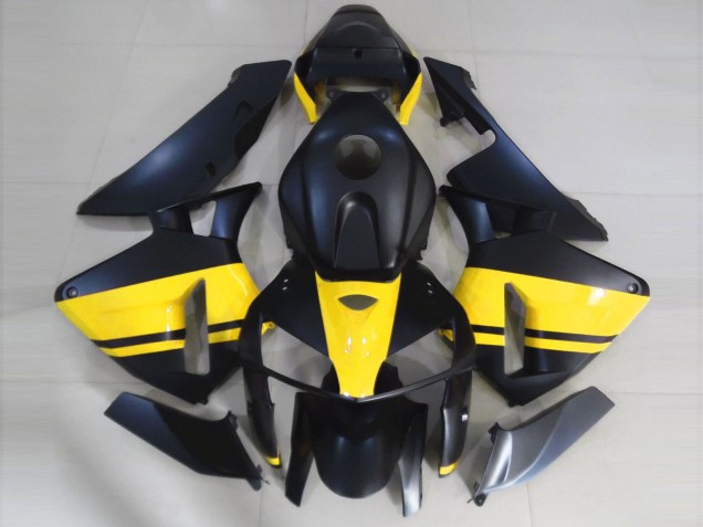 2005-2006 Matte Black & Gloss Yellow Honda CBR600RR Motorcycle Fairings 2005-2006 Matte Black & Gloss Yellow Honda CBR600RR Motorcycle Fairings