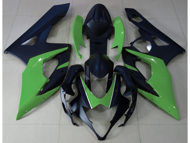2005-2006 Matte Black & Green Suzuki GSXR 1000 Motorcycle Fairings 2005-2006 Matte Black & Green Suzuki GSXR 1000 Motorcycle Fairings