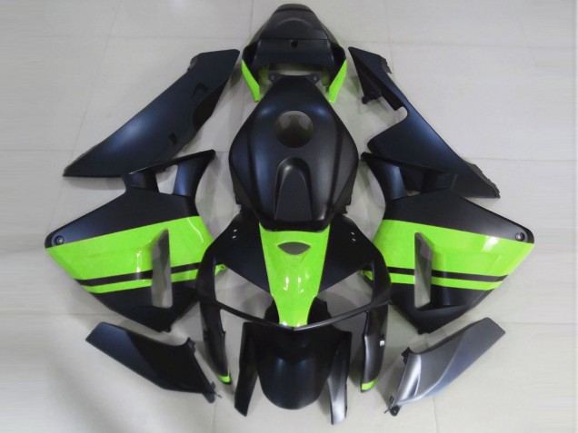 2005-2006 Matte Black & Light Green Honda CBR600RR Motorcycle Fairings 2005-2006 Matte Black & Light Green Honda CBR600RR Motorcycle Fairings