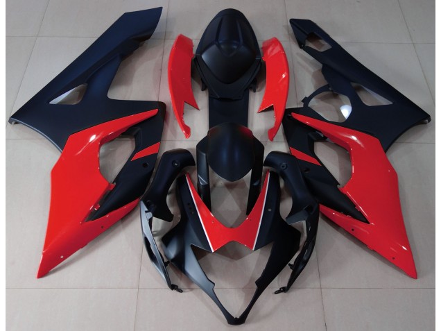 2005-2006 Matte Black & Red Suzuki GSXR 1000 Motorcycle Fairings 2005-2006 Matte Black & Red Suzuki GSXR 1000 Motorcycle Fairings