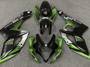 2005-2006 Matte Black and Green Suzuki GSXR 1000 Motorcycle Fairings
