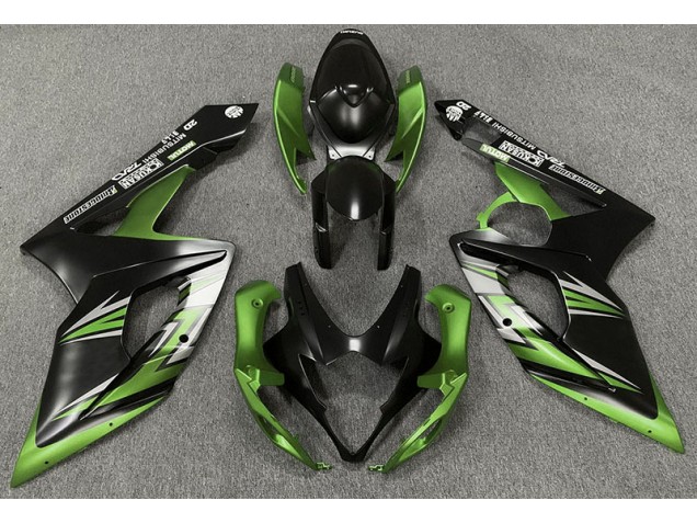 2005-2006 Matte Black and Green Suzuki GSXR 1000 Motorcycle Fairings 2005-2006 Matte Black and Green Suzuki GSXR 1000 Motorcycle Fairings