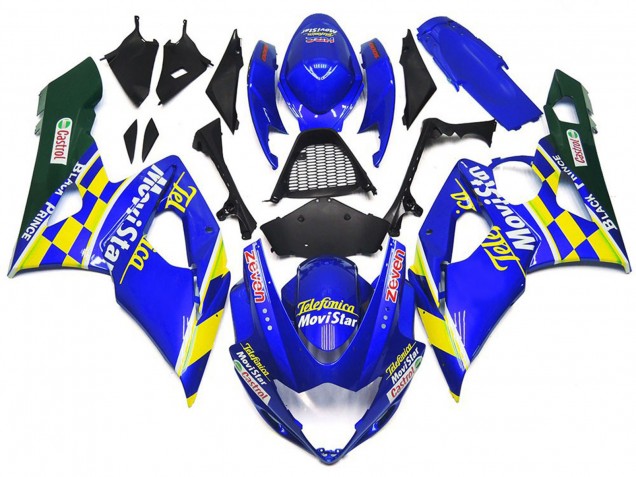 2005-2006 MoviStar Blue and Yellow Check Suzuki GSXR 1000 Motorcycle Fairings 2005-2006 MoviStar Blue and Yellow Check Suzuki GSXR 1000 Motorcycle Fairings